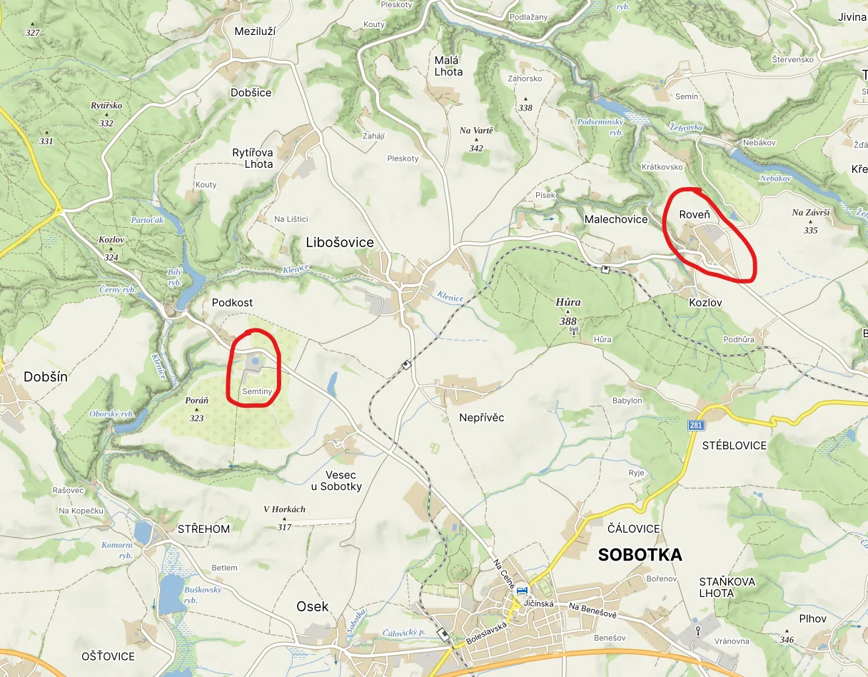 Mapa lokalit (Barše / Tůma)